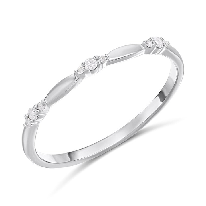 9ct White Gold Trilogy Diamond Slim Band Ring - D71240