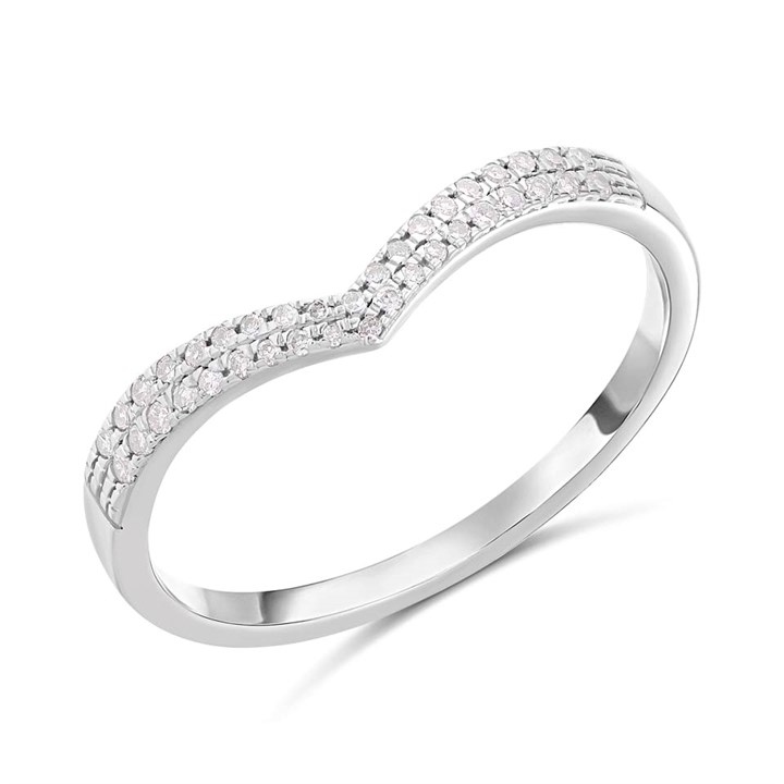 9ct White Gold Diamond-Set Wishbone Ring - D71244