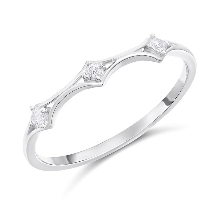 9ct White Gold Modern Diamond Trilogy Ring - D71245