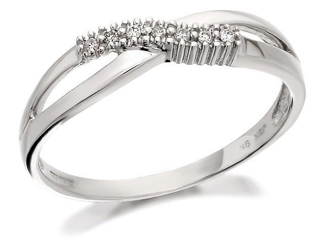 9ct White Gold Diamond Crossover Ring - 4pts - D7138