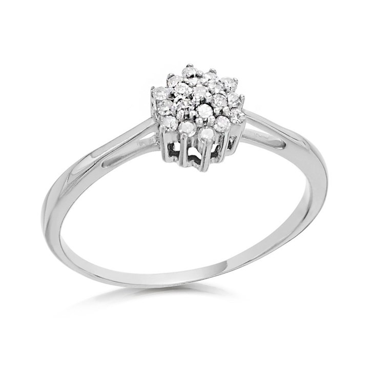 9ct White Gold Diamond Cluster Ring - 10pts - D7151