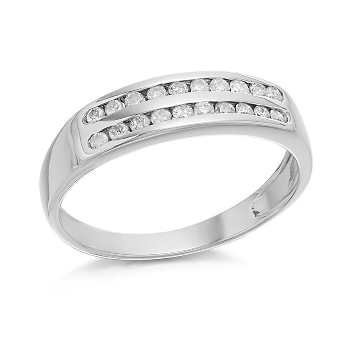 9ct White Gold Diamond Half Eternity Ring - 1/4ct - D7156