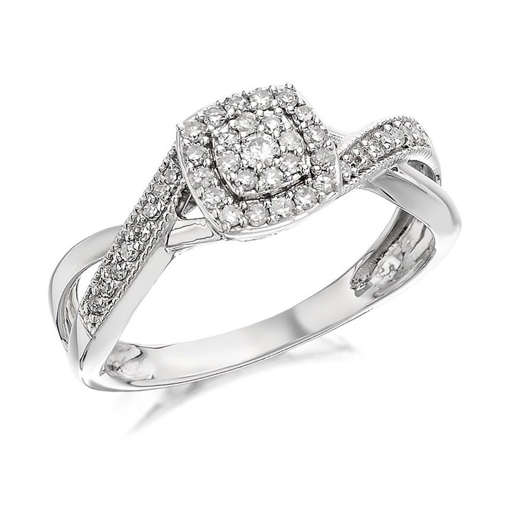 9ct White Gold Diamond Cluster Ring - 1/4ct - D7163