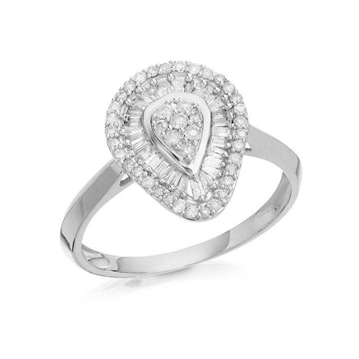 9ct White Gold Diamond Pear Cluster Ring - 1/3ct - D72122