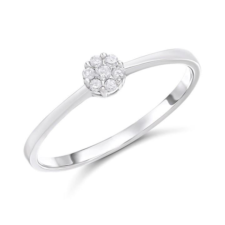 9ct White Gold Dainty Diamond Cluster Ring - D72138