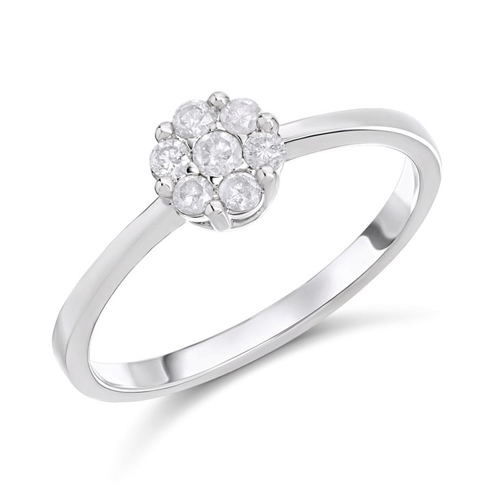 9ct White Gold Diamond Cluster Ring - 20pts - D72140