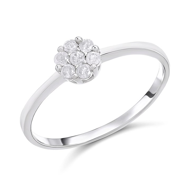 9ct White Gold Diamond Cluster Ring, 1/4ct - D72141