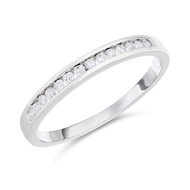 9ct White Gold Channel-Set Diamond Half Eternity Ring, 15pts - D72145