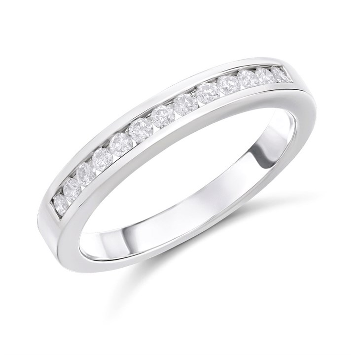 9ct White Gold Channel-Set Diamond Half Eternity Ring, 1/4ct - D72146