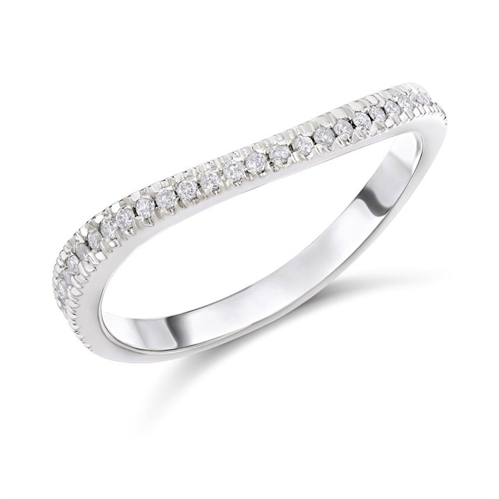 9ct White Gold Diamond Wave Half-Eternity Ring, 15pts - D72151