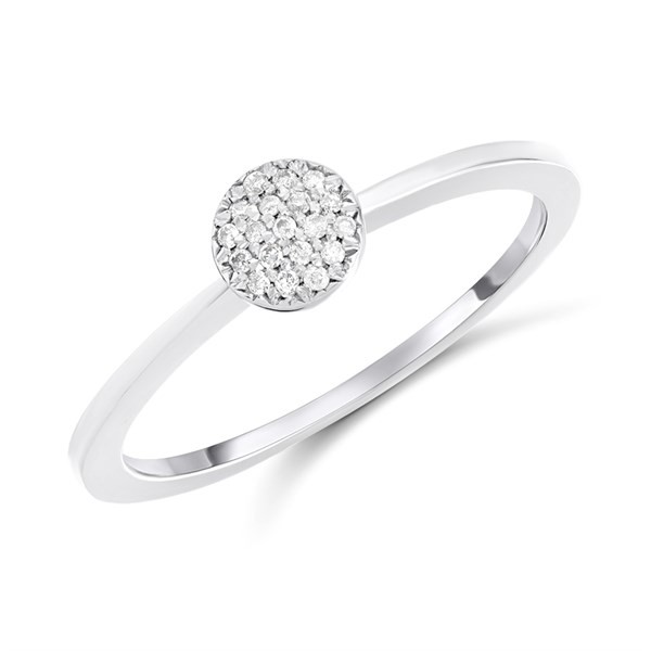 9ct White Gold Round PaveSet Diamond Cluster Ring D72154I F.Hinds