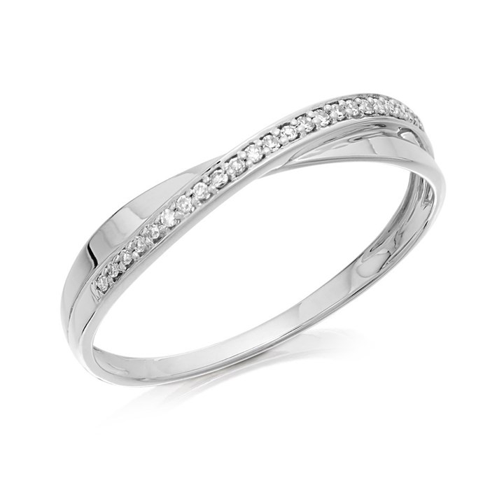 9ct White Gold Diamond Crossover Ring - 7pts - D7236
