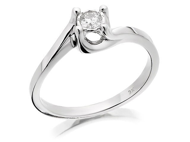 9ct White Gold Diamond Twist Ring - 15pts - D7247