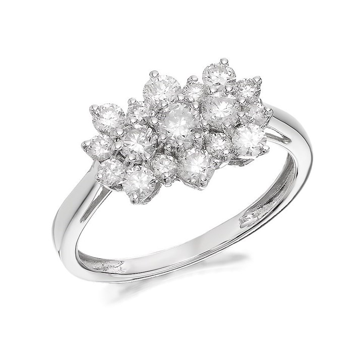 9ct White Gold 1 Carat Diamond Cluster Ring - D7289