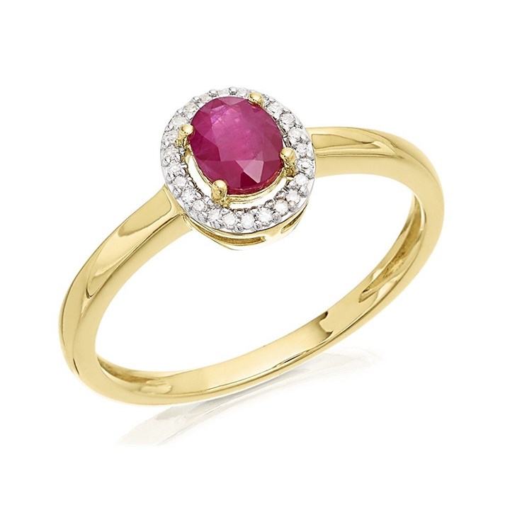9ct Gold Ruby And Diamond Cluster Ring - D7430