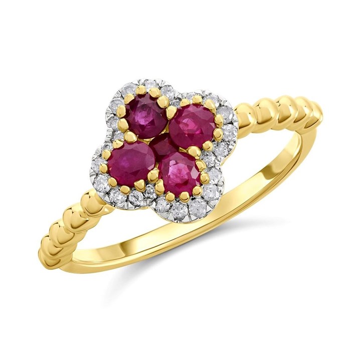 9ct Gold Ruby And Diamond Ring - 12pts - D7443