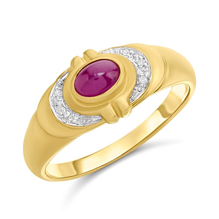 9ct Cabochon Ruby & Diamond Ring - D7445