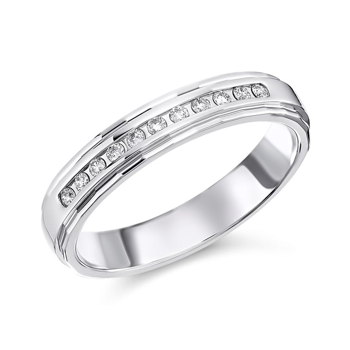 9ct White Gold Diamond Half Eternity Ring - 10pts - D77236