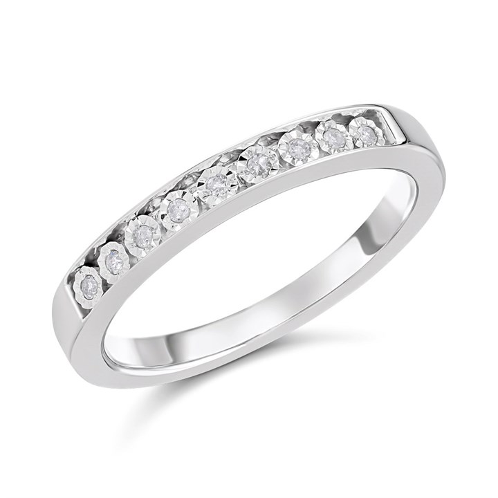 9ct White Gold Diamond Half Eternity Ring - 5pts - D77237