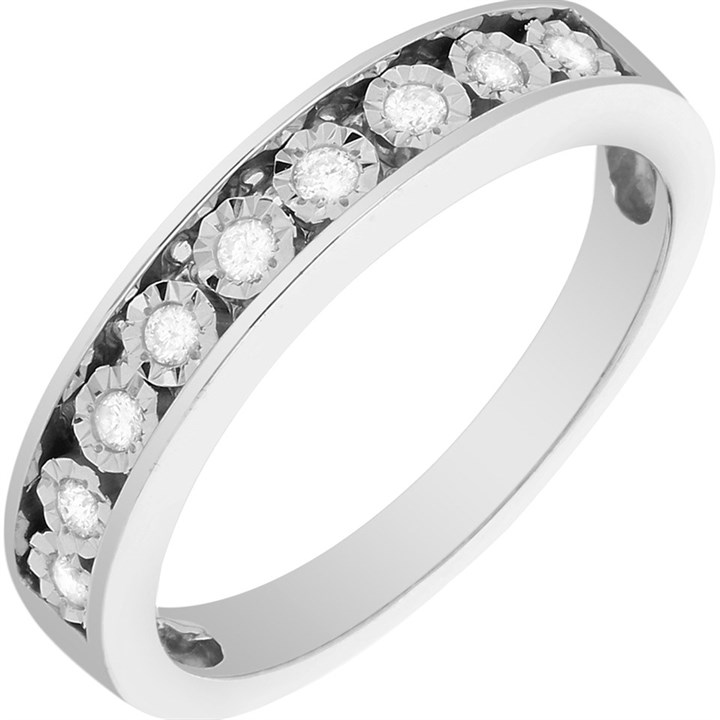 9ct White Gold Diamond Half Eternity Ring - 10pts - D77238