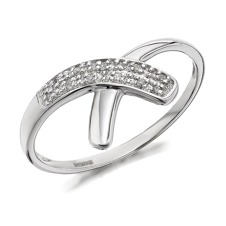 9ct White Gold Diamond Crossover Ring - 5pts - D7772