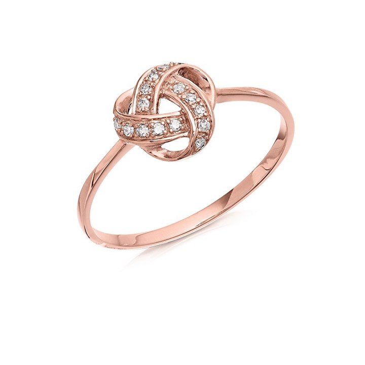 9ct Rose Gold Diamond Knot Ring - D7828