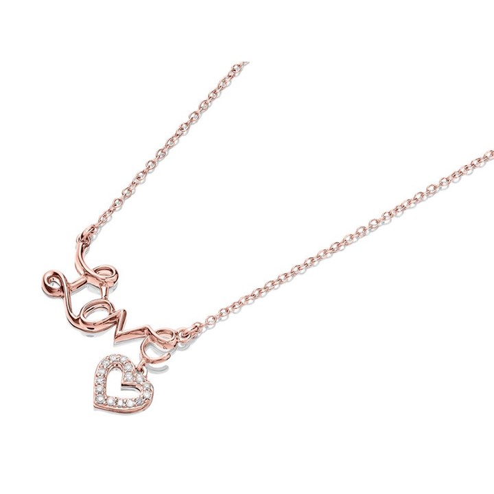 9ct Rose Gold Diamond 'LOVE' Necklace - 7pts - D7831