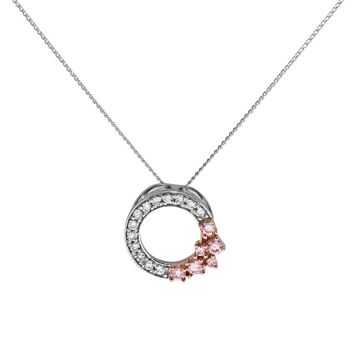 One In A Million 9ct Two Colour Gold Pink Diamond Necklace - 15pts - D7849