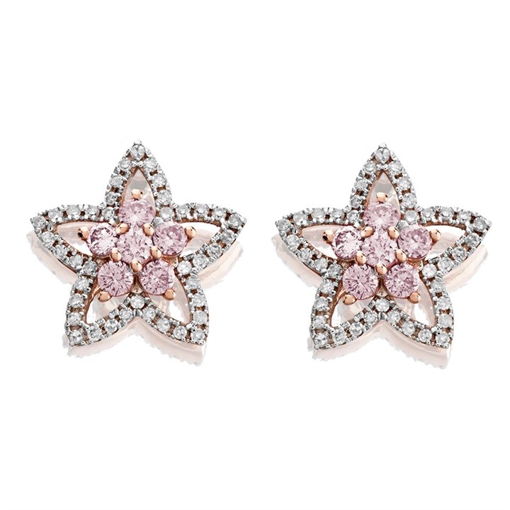 One In A Million 9ct Two Colour Gold Pink Diamond Stud Earrings - 1/2ct per pair - D7851
