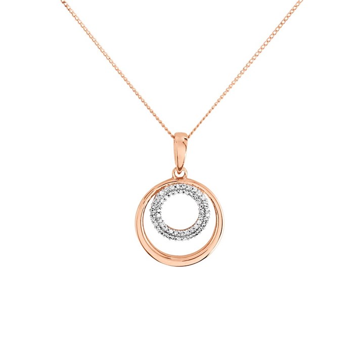 9ct Rose Gold Diamond Circle Necklace - 6pts - D7854