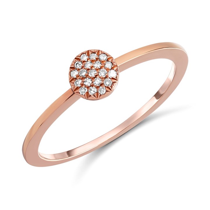 9ct Rose Gold Pave-Set Diamond Round Cluster Ring - D7889