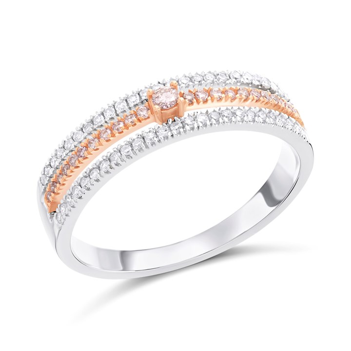 One In A Million 9ct Two Colour Gold Pink Diamond Band Ring - 1/4ct - D78908