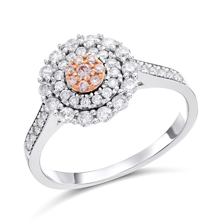 One In A Million 9ct Two Colour Gold Pink Diamond Cluster Ring - 1/2ct - D78909