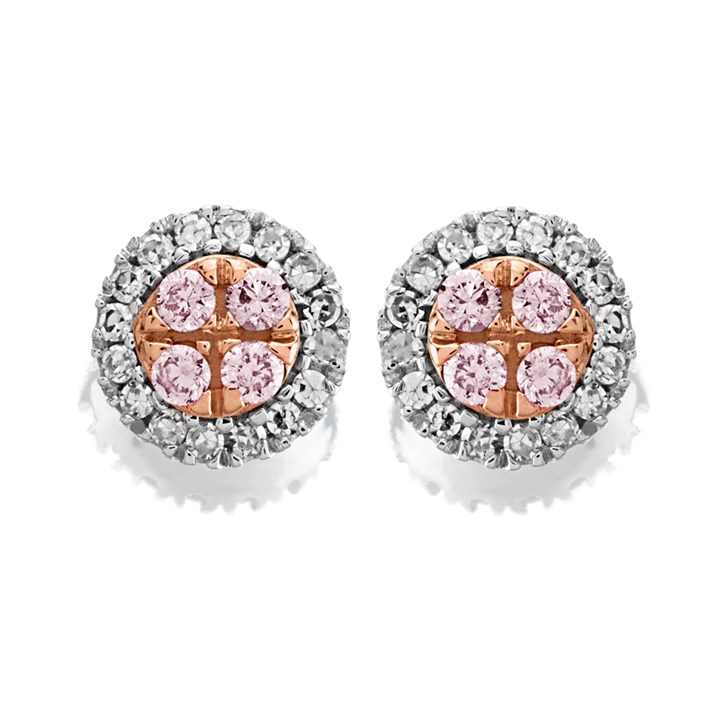 One In A Million 9ct Two Colour Gold Pink Diamond Stud Earrings - 10pts per pair - D78910
