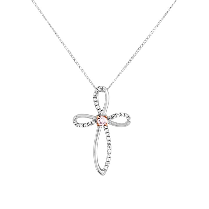 One In A Million 9ct Two Colour Gold Pink Diamond Cross - 10pts - D78912