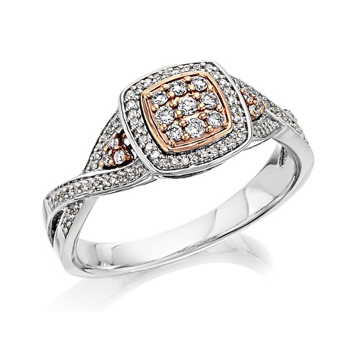 One In A Million 9ct Two Colour Gold Pink Diamond Cluster Ring - 1/4ct - D78919