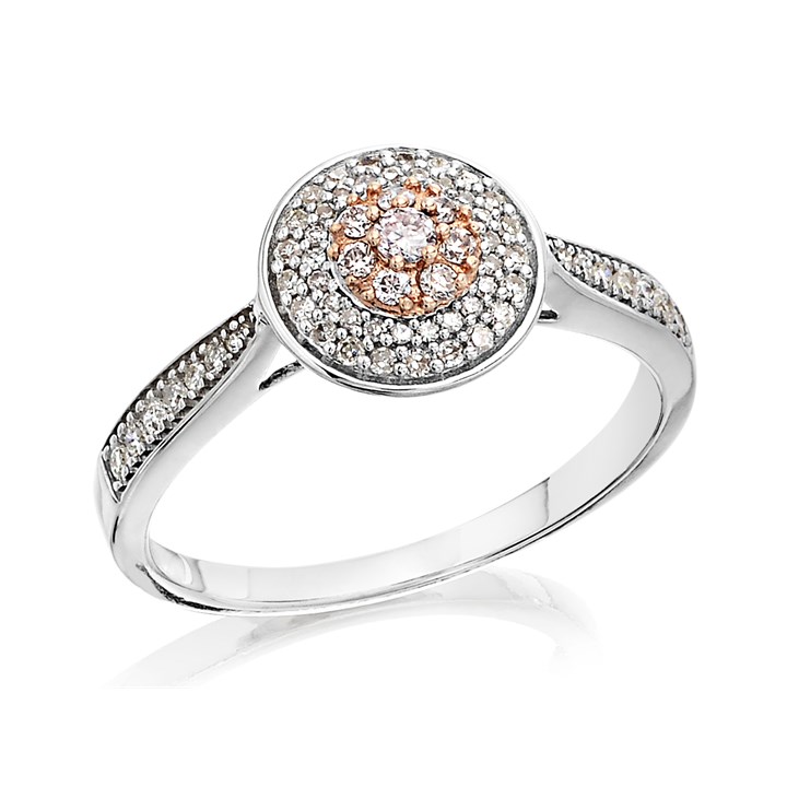 One In A Million 9ct Two Colour Gold Pink Diamond Cluster Ring - 30pts - D78920