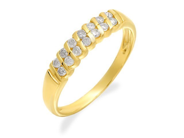 9ct Gold Two Row Diamond Band Ring - 1/4ct - D8006