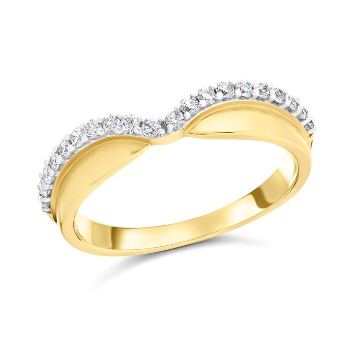 9ct Gold Diamond Wishbone Ring - 20pts - D80116