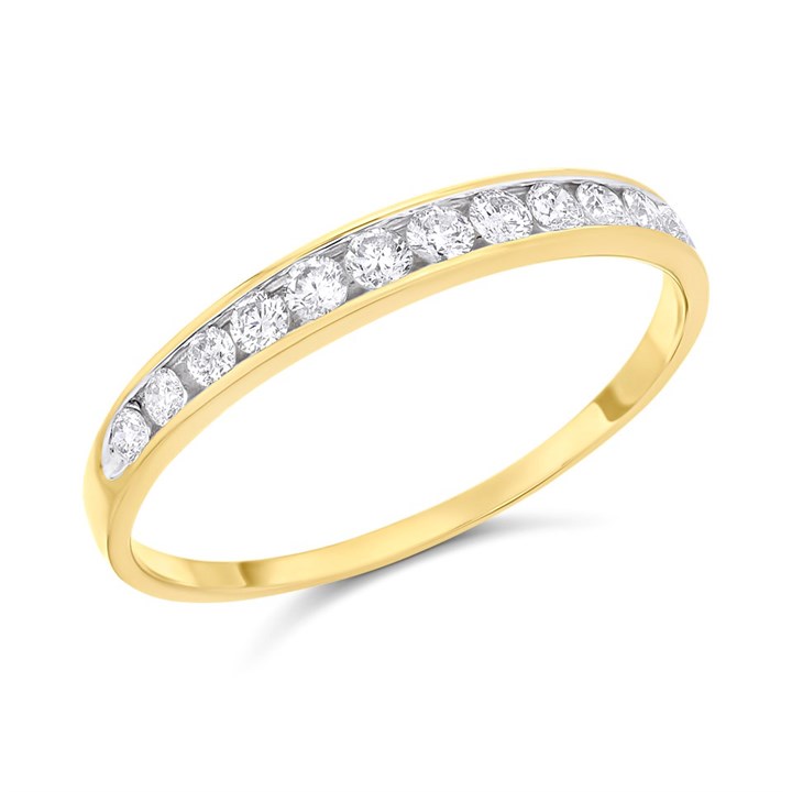 9ct Gold Diamond Half Eternity Ring - 1/4ct - D80122
