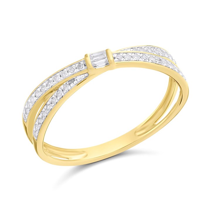 9ct Gold Diamond Crossover Ring - 15pts - D80127