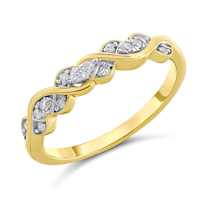 9ct Gold Diamond Wave Ring - 15pts - D80134