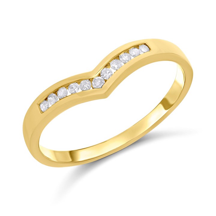 9ct Channel-Set Diamond Wishbone Ring - D80136
