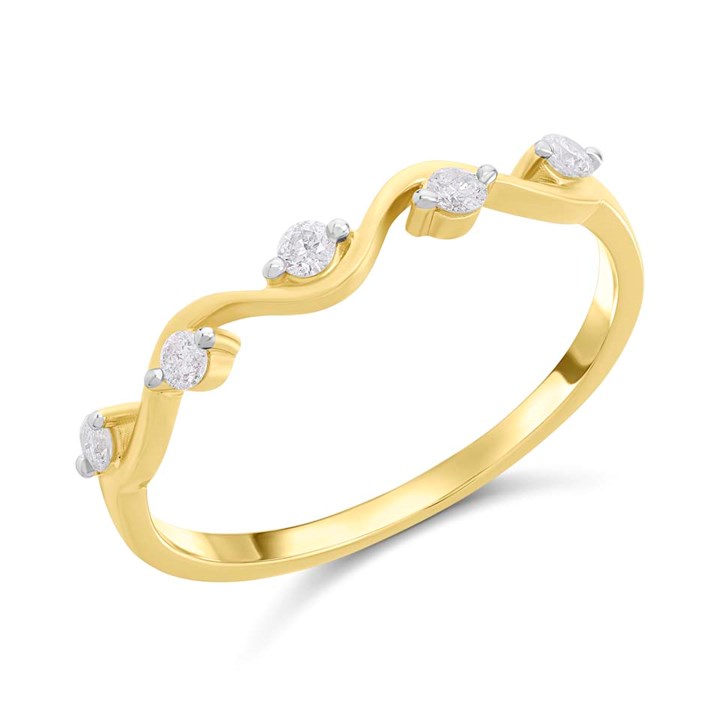9ct Gold Five Stone Diamond Wave Ring - D80147