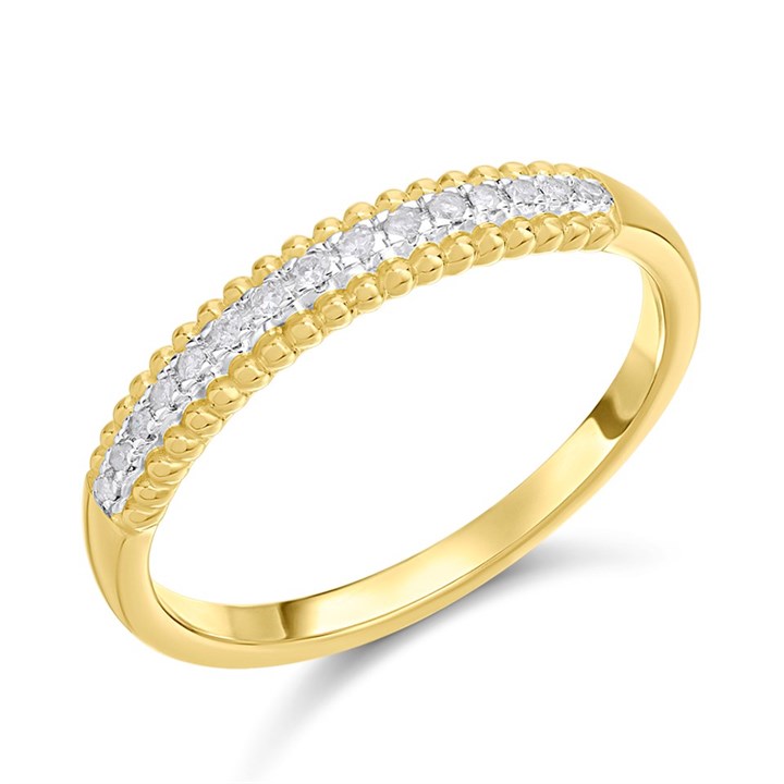 9ct Gold Grain-Set Diamond Half Eternity Ring - D80149