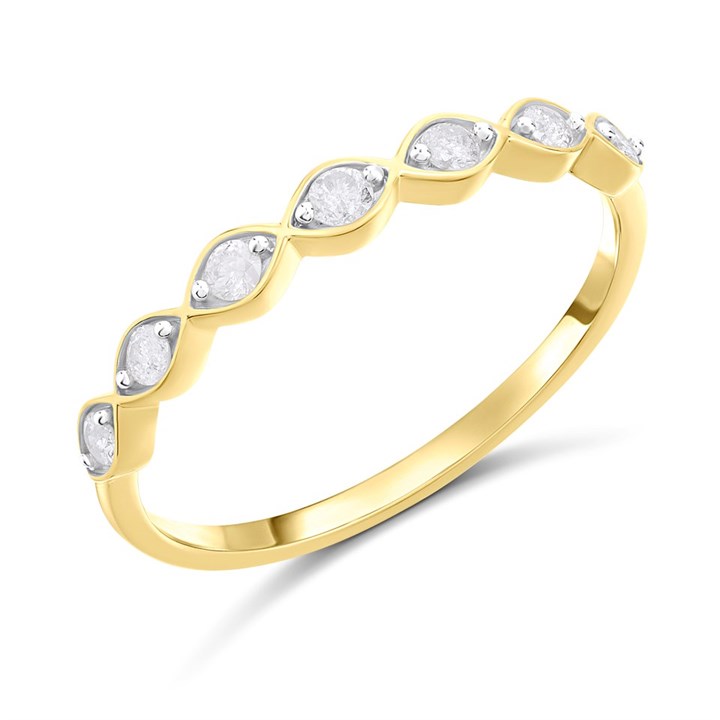 9ct Gold Seven Stone Diamond Half Eternity Ring - D80153