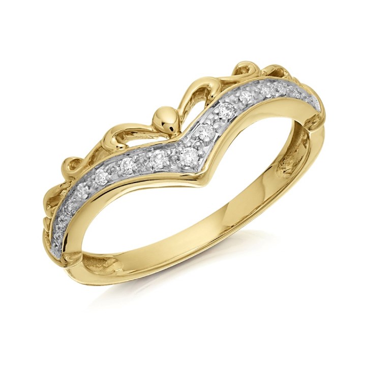 9ct Gold Diamond Filigree Wishbone Ring - 8pts - D80249