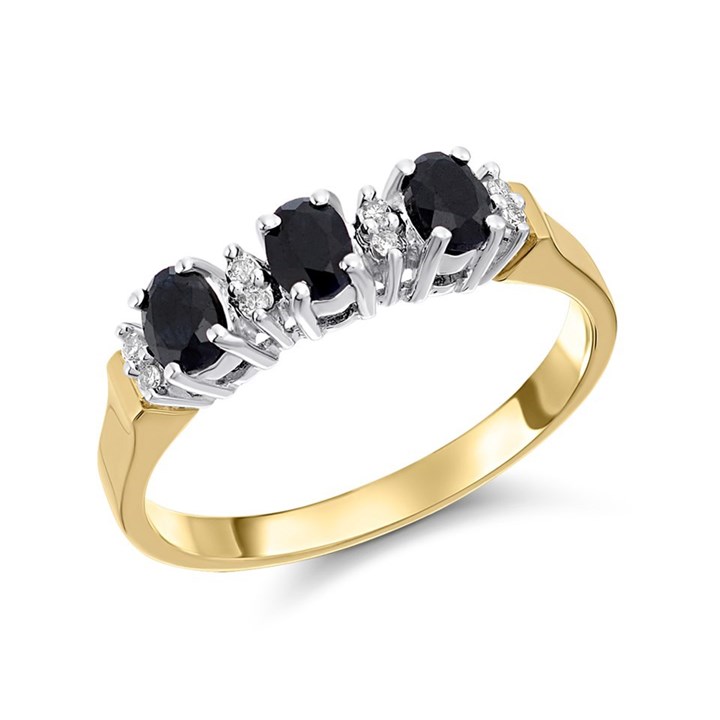 9ct Gold Sapphire And Diamond Ring - D8120