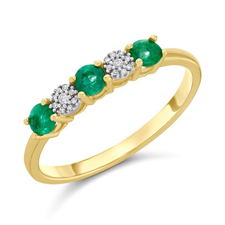 9ct Gold Emerald And Diamond Ring - D8237
