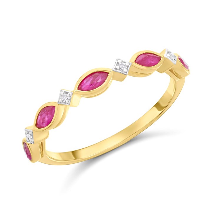 9ct Marquise Ruby And Diamond Ring - D8268